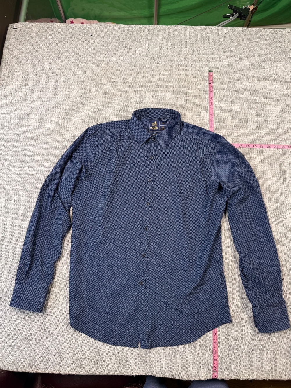 Rugby University Stretch Button-Up Shirt Men L Large Navy
